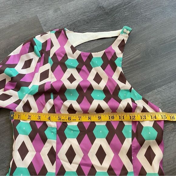 ZARA Shift Dress NEW One Sleeve Small Purple Teal Party - Picture 9 of 12